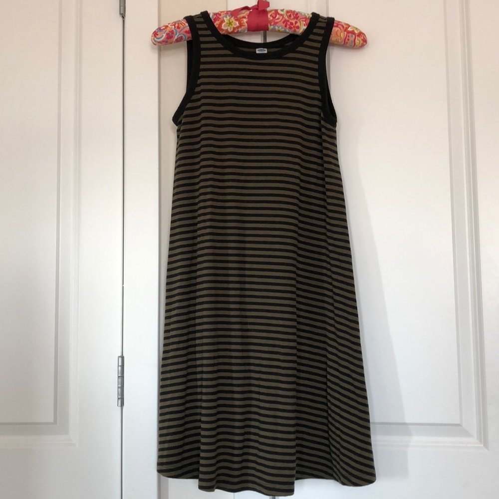 Old Navy Black and Olive Stripe Swing Dress Sz XS